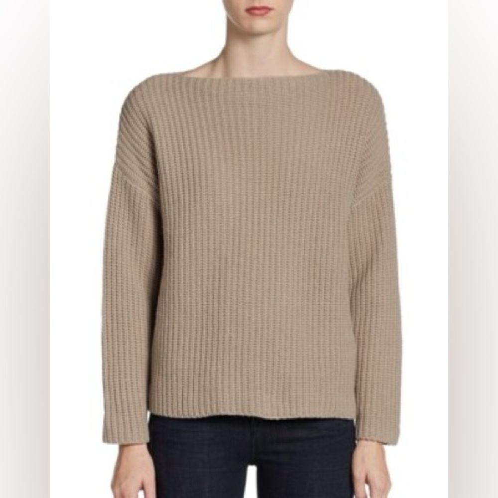 Vince wool yak Tan Sweater knit textured pullover modern essentials chic large